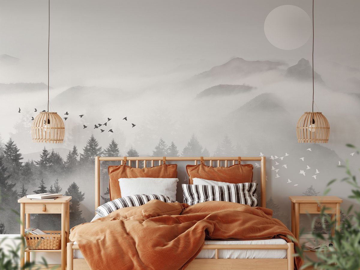 Papier peint brume mystique mountain - papier peint sur mesure francais - muralconcept