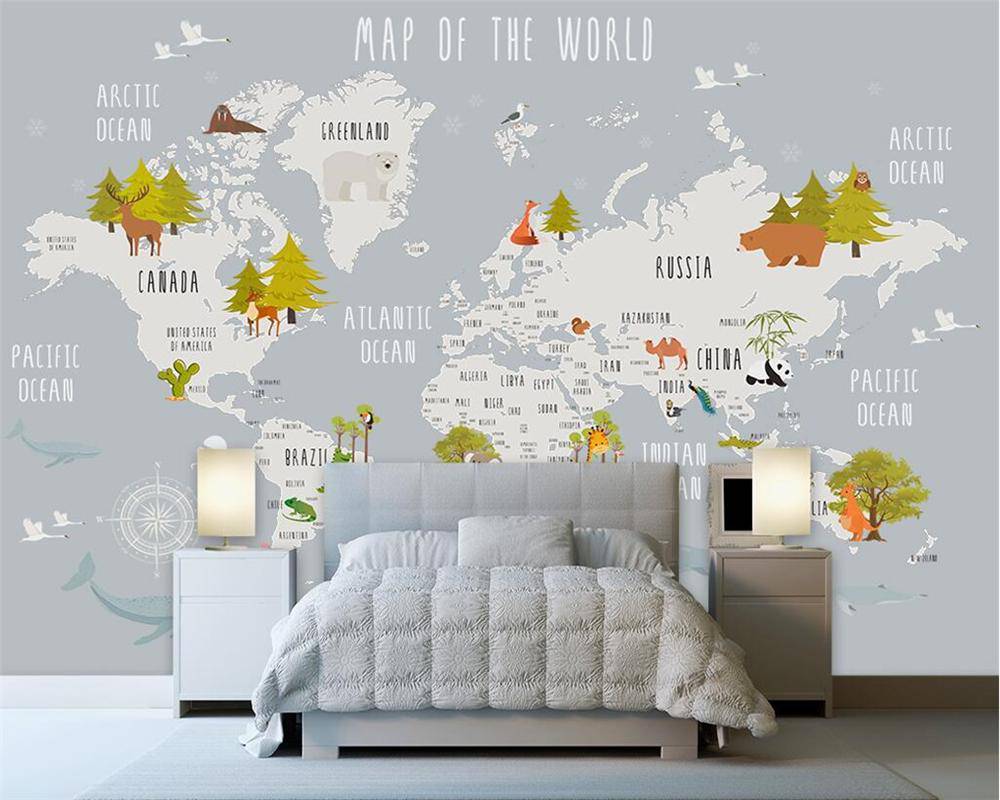 Papier peint Carte du monde enfant - papier peint sur mesure francais - muralconcept