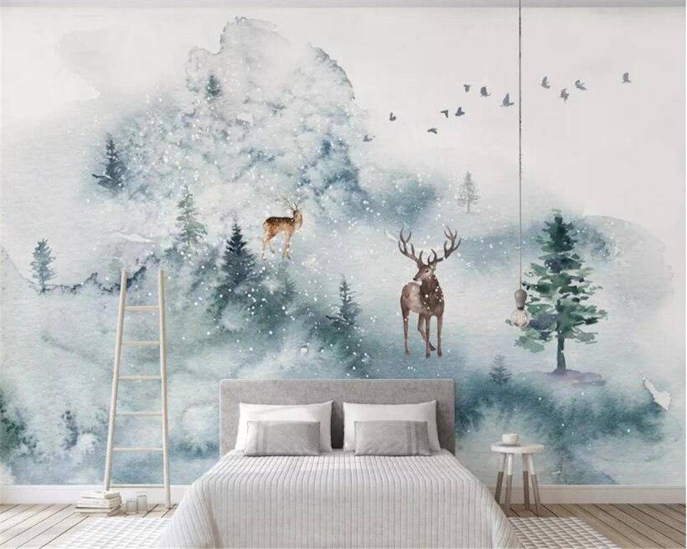 Papier peint Cerf & Scandinave - papier peint sur mesure francais - muralconcept