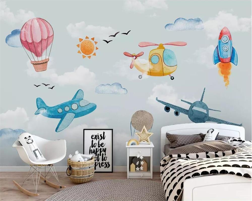 Papier peint chambre enfant Avion - papier peint sur mesure francais - muralconcept