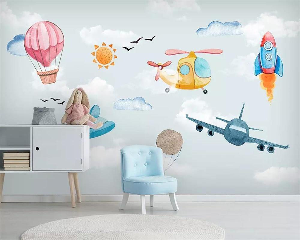 Papier peint chambre enfant Avion - papier peint sur mesure francais - muralconcept
