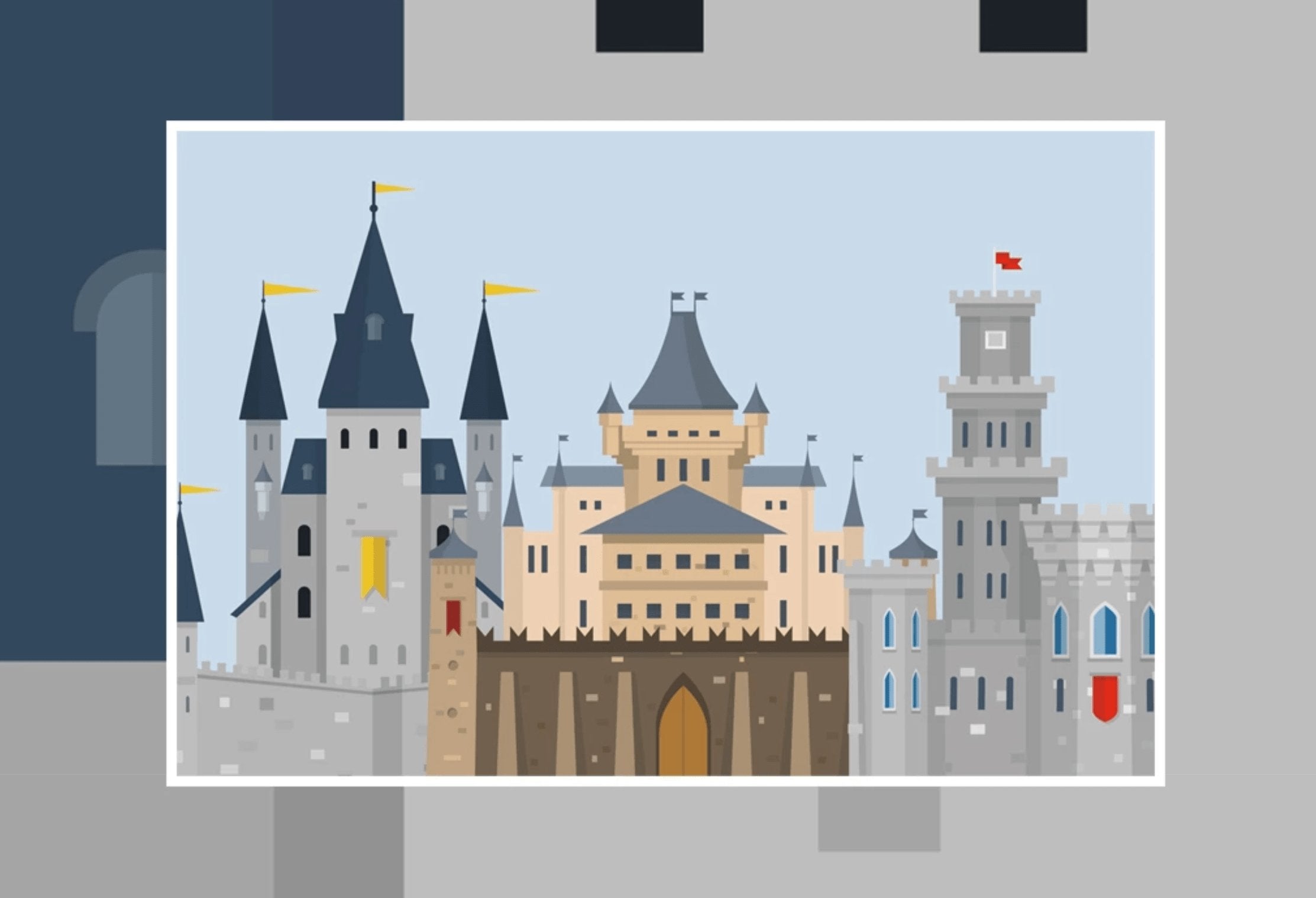 Papier peint enfant château prince & chevalier - papier peint sur mesure francais - muralconcept