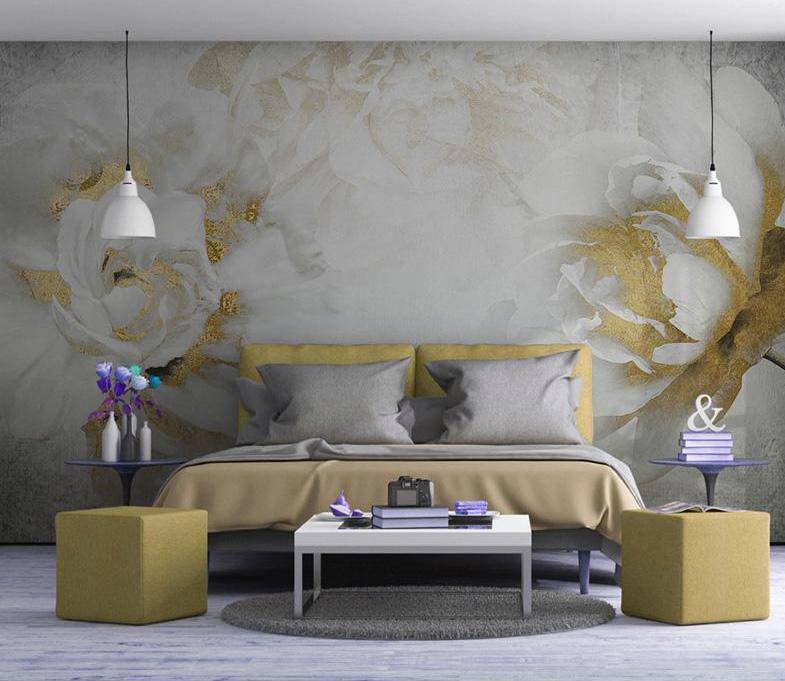 Papier peint Fleur Or - papier peint sur mesure francais - muralconcept