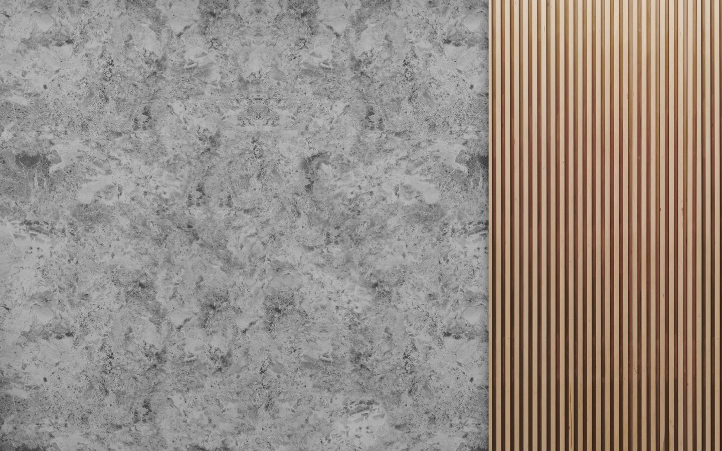 Papier peint imitation béton et tasseau chêne - papier peint sur mesure francais - muralconcept