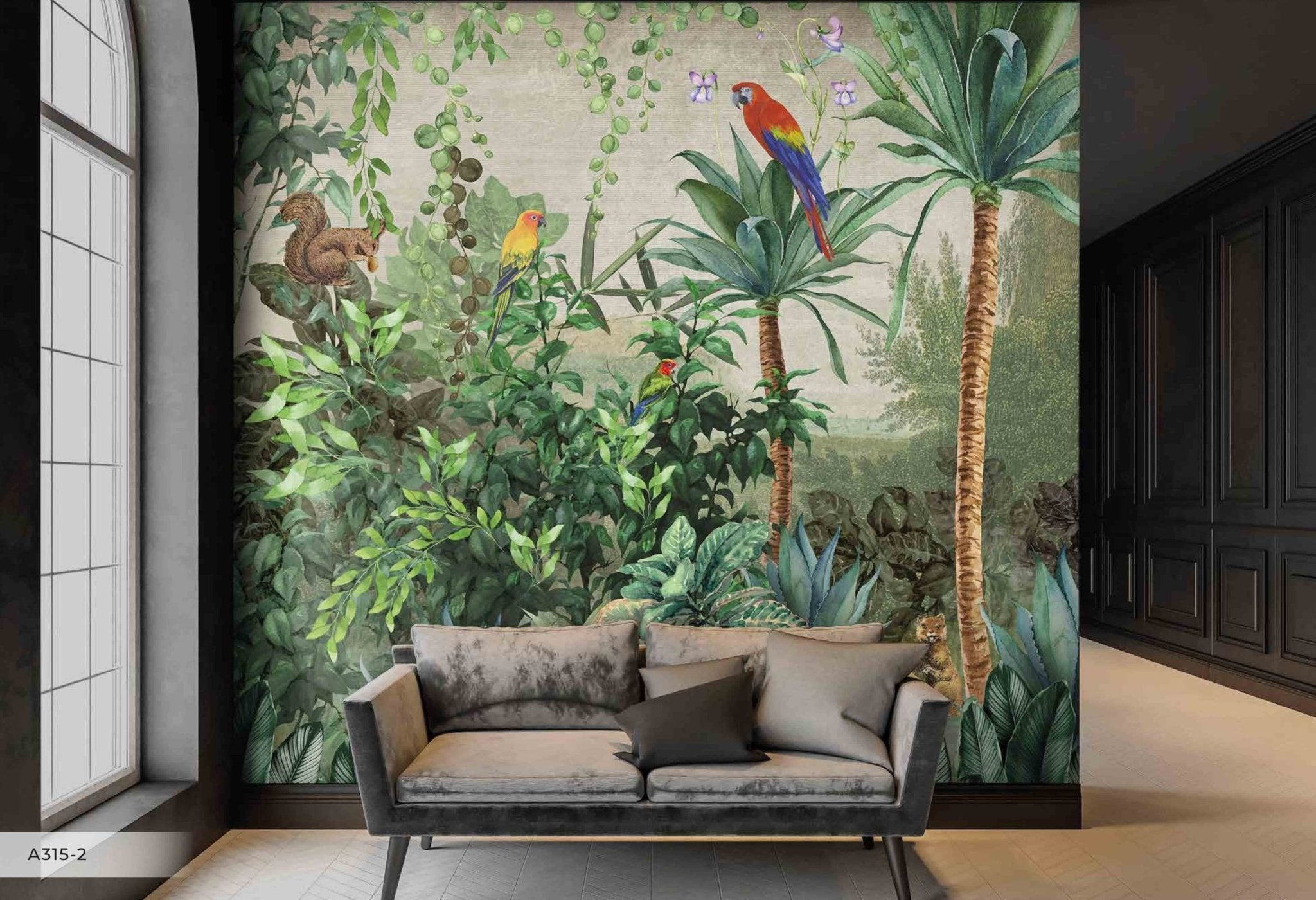 Papier peint Jungle Parrot - papier peint sur mesure francais - muralconcept