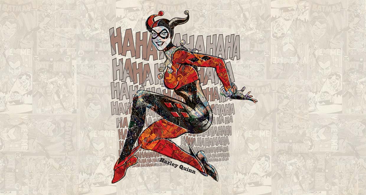 Papier peint panoramique BD harley quinn vintage - papier peint sur mesure francais - muralconcept