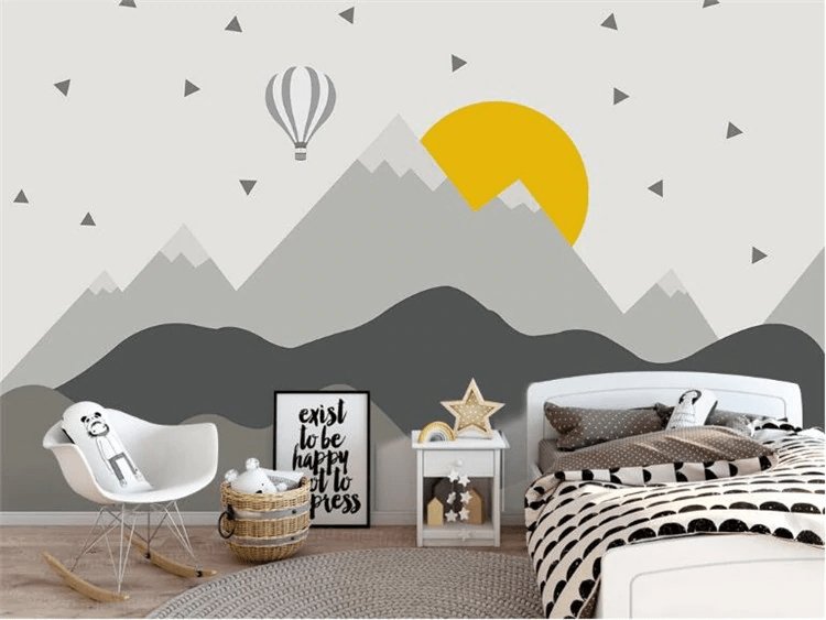 Papier peint panoramique scandinave montagne kids