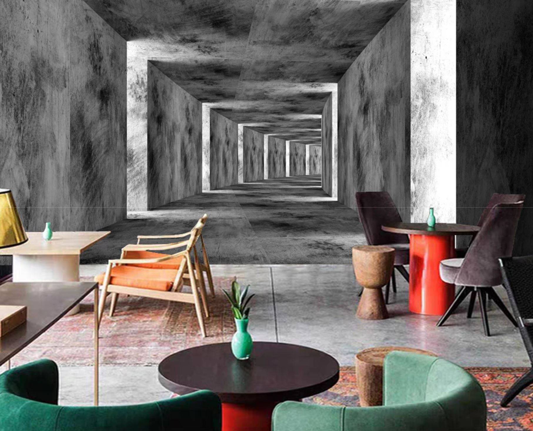 Papier peint trompe l'oeil 3D industriel - papier peint sur mesure francais - muralconcept