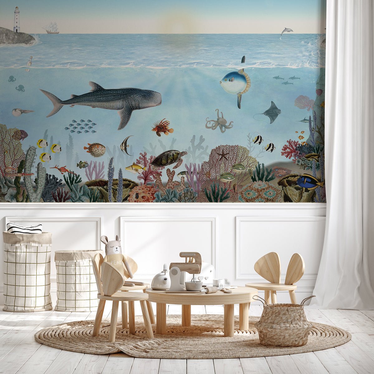Papier peint animaux marins, mural concept, tendance
