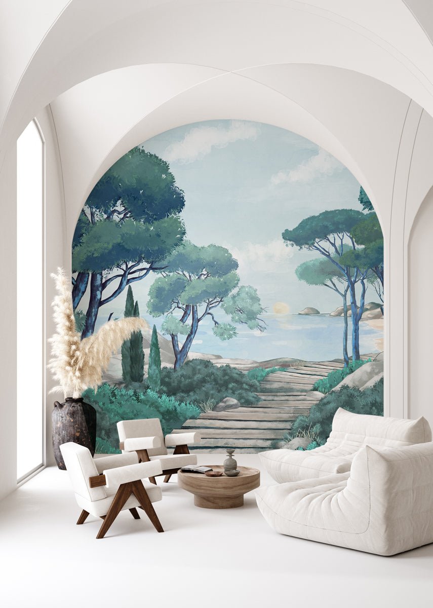 Papier peint balade dans les calanques, mural concept, tendance