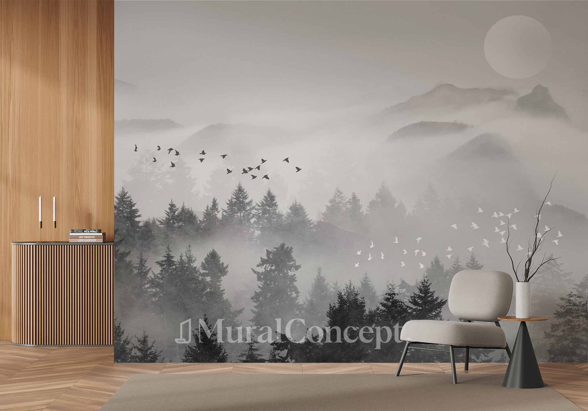 Papier peint brume mystique mountain - panoramique français