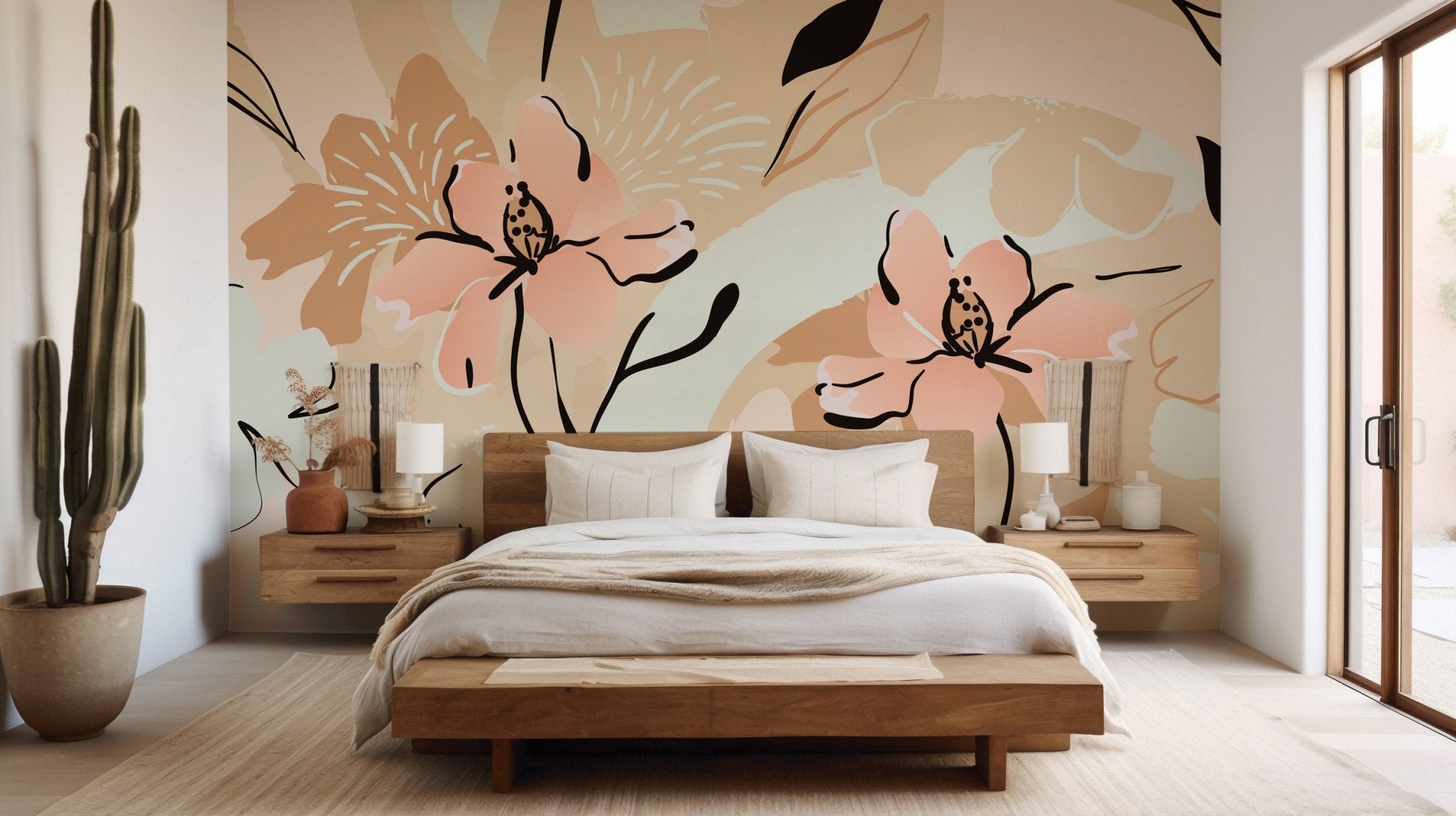 Papier peint yoga méditation fleur, mural concept, tendance