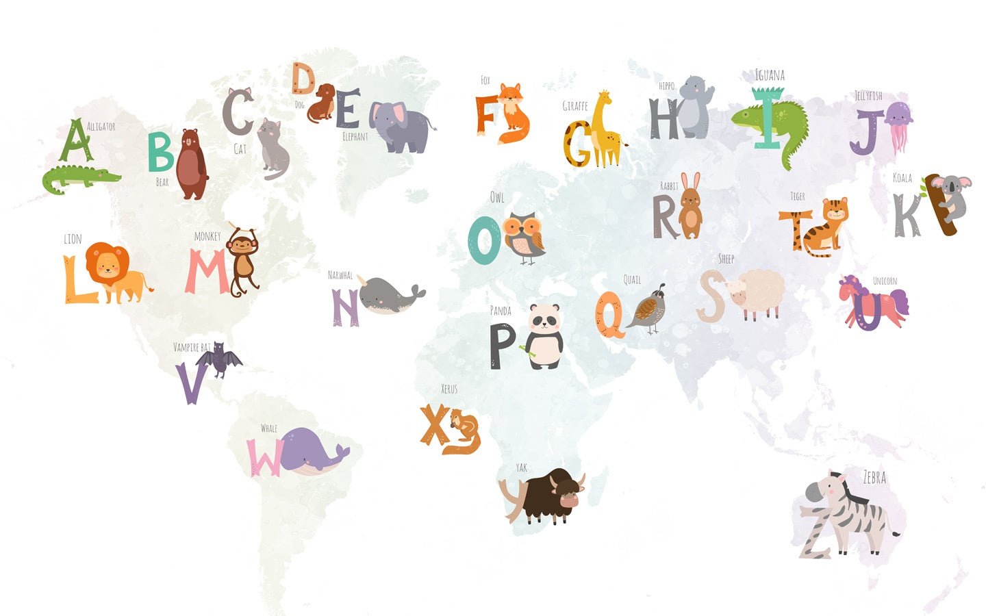 Papier peint chambre enfant carte du monde éducative - Muralconceptpapier_peint_sur_mesure