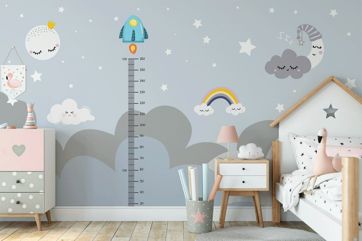 Papier peint chambre enfant nuage toise