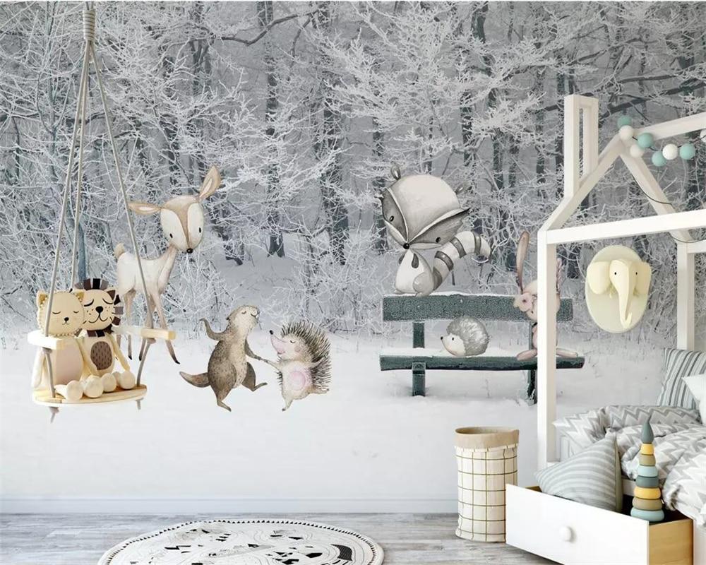 Papier peint Décor hivernal Animaux