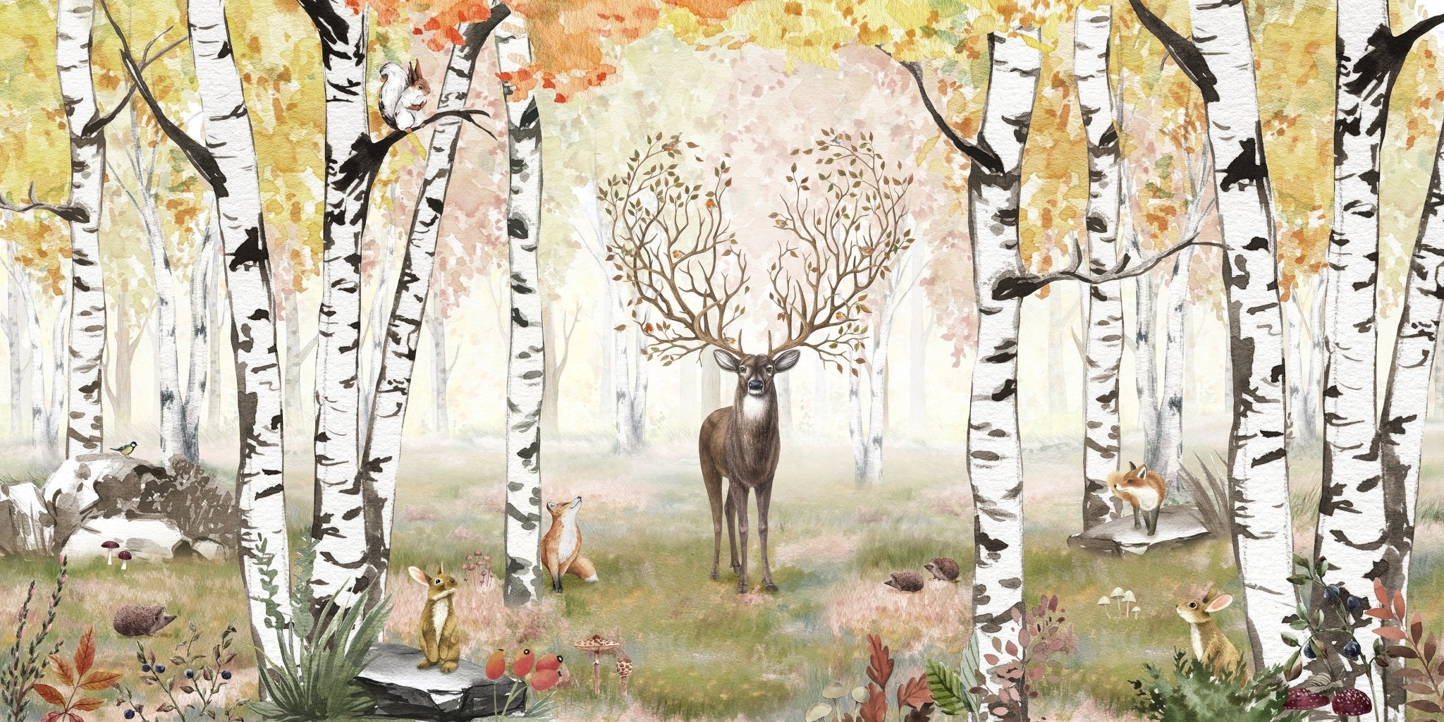 Papier peint enfant forêt magique, mural concept, tendance