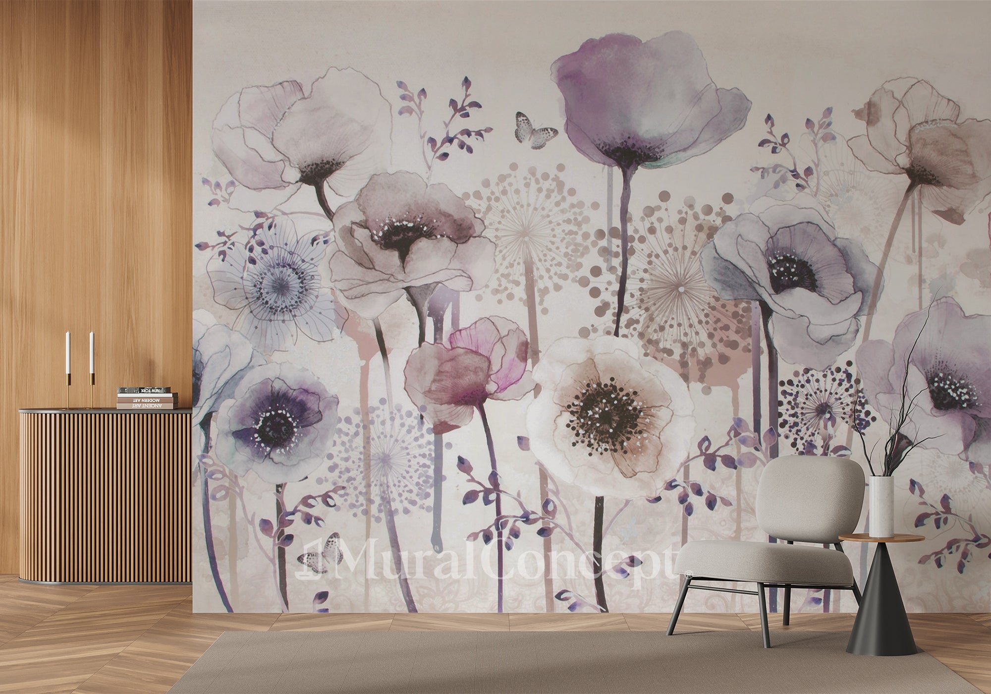 Papier peint Fleur Parme - panoramique français