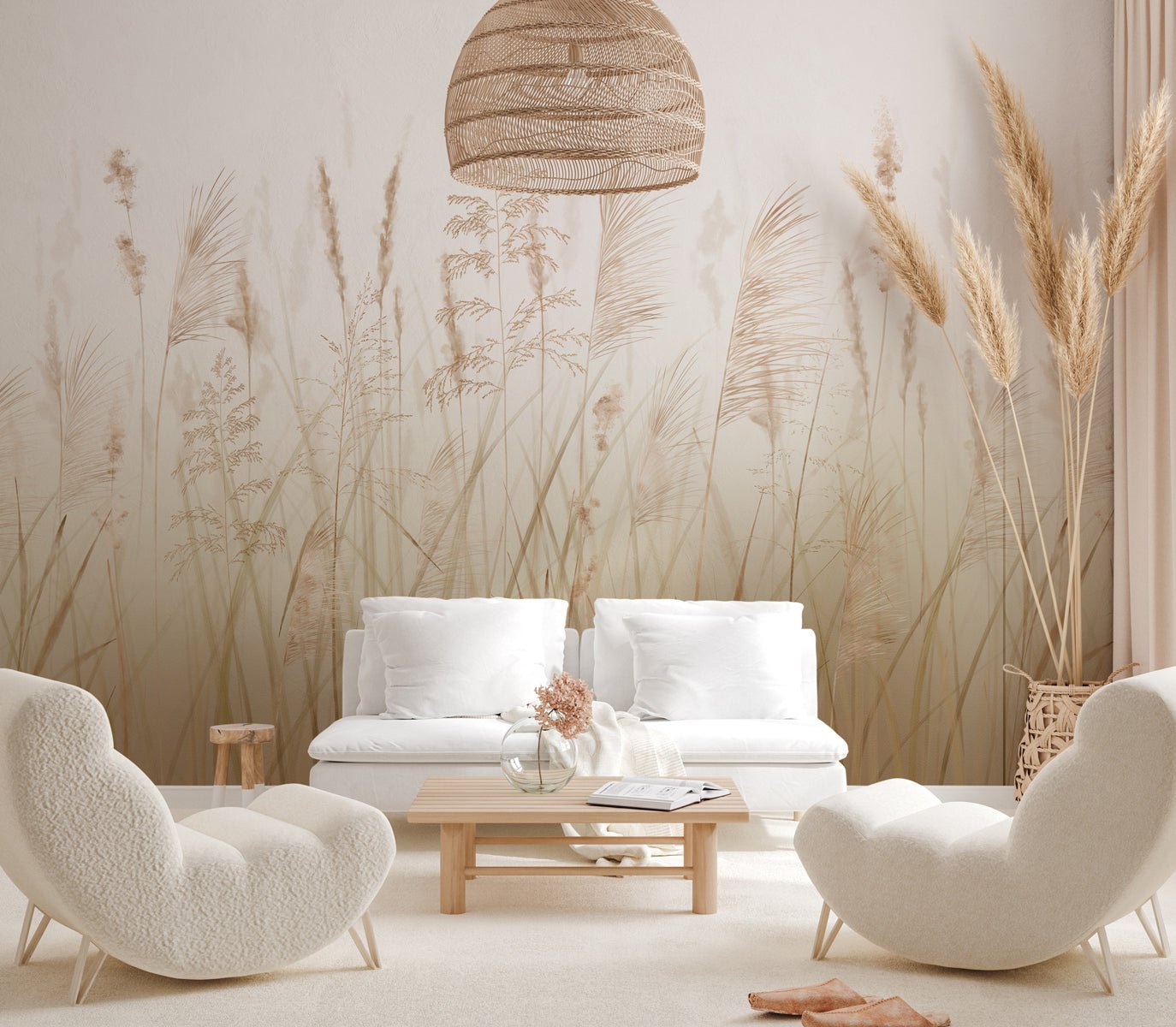 Papier peint fleur des champs de blé, mural concept, tendance