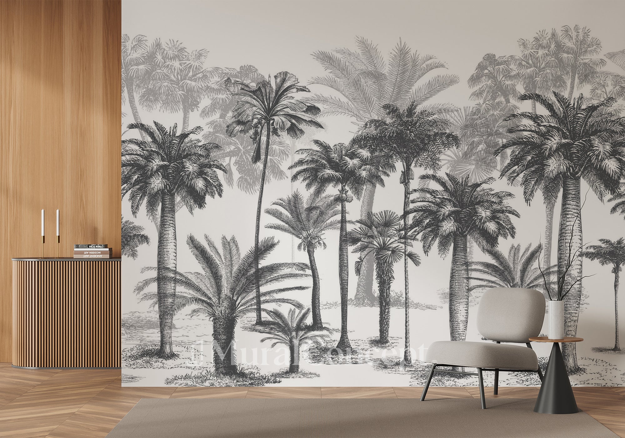 Papier peint Jungle Black & White - panoramique français