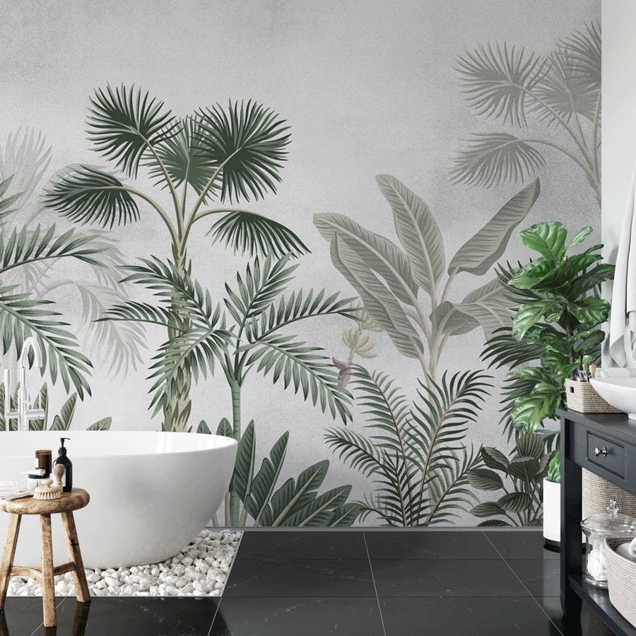 Papier peint jungle tendance arbres exotiques - Muralconceptpapier_peint_sur_mesure