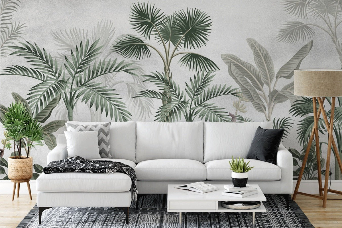 Papier peint jungle tendance arbres exotiques