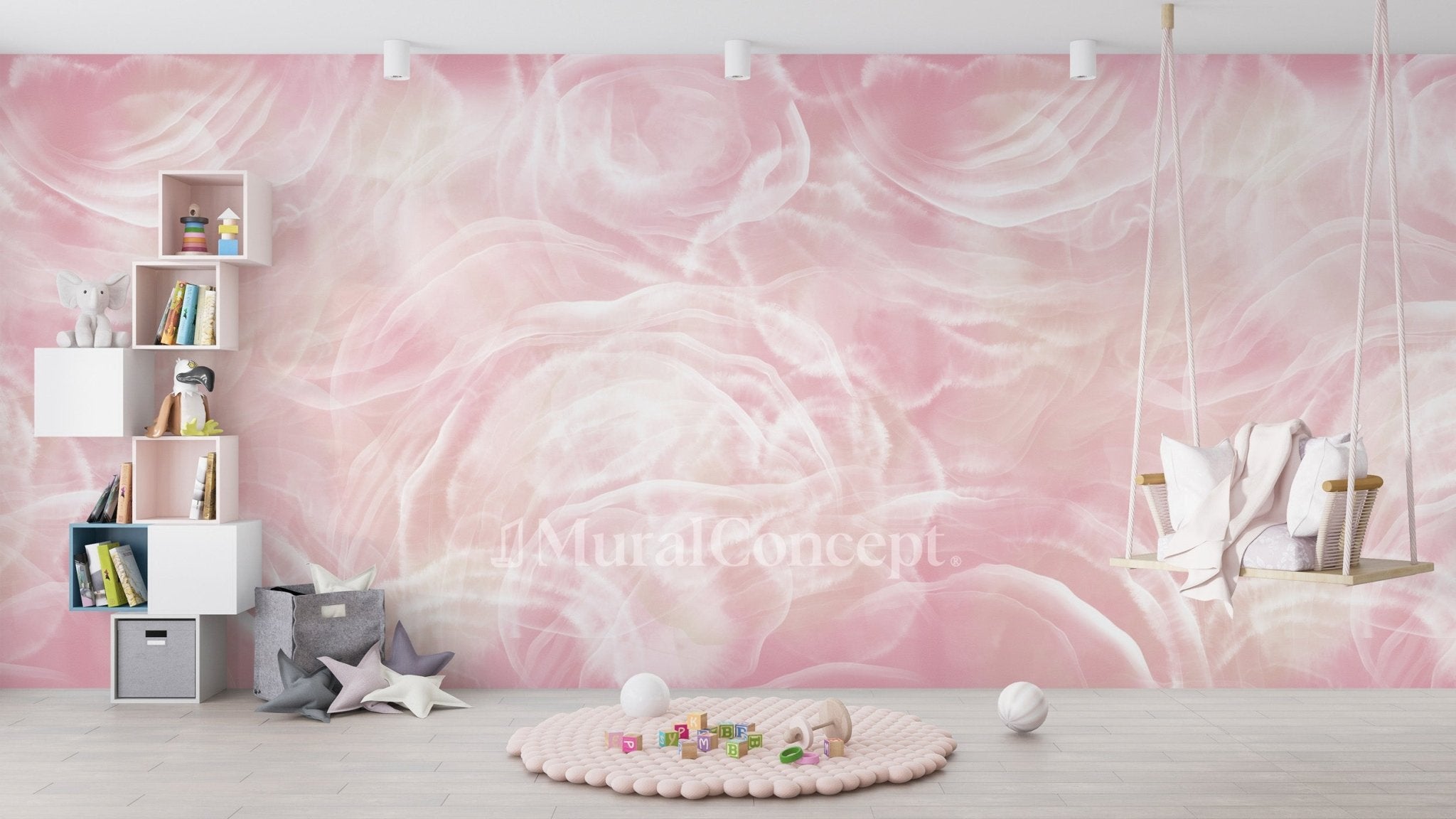 Papier peint marbre rose - panoramique français