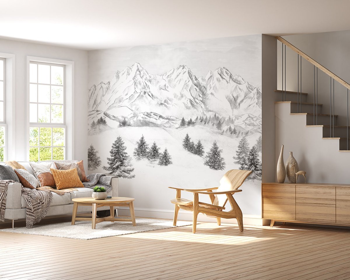Papier peint montagne sommets de Chamonix - papier peint sur mesure francais - muralconcept