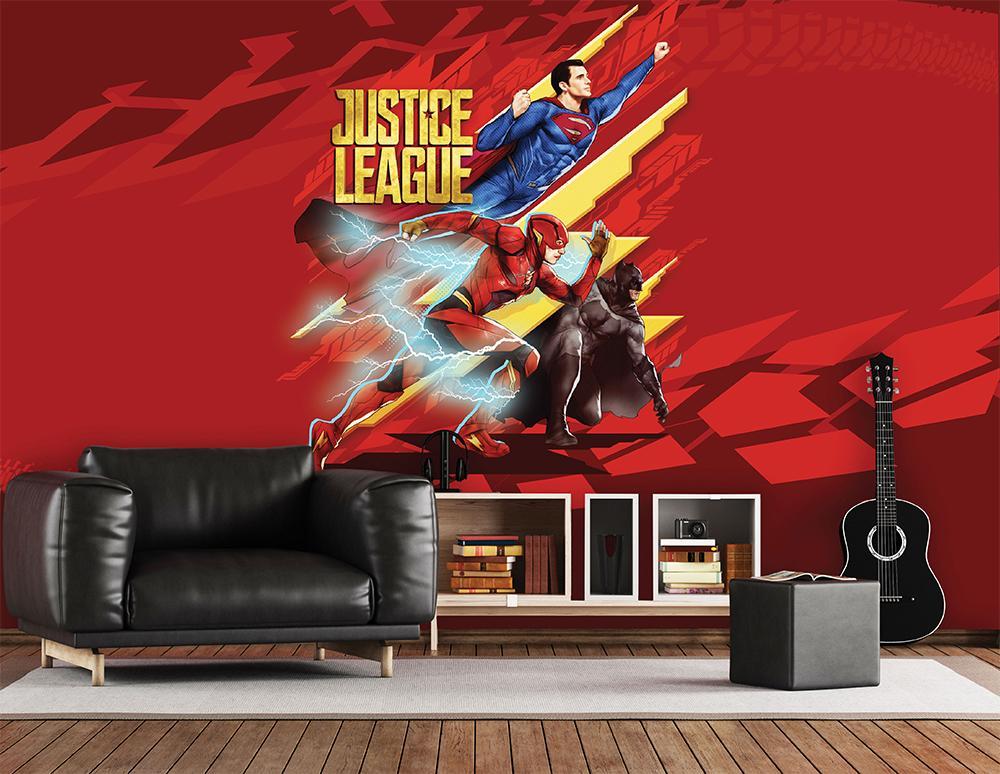 Papier peint panoramique justice league héro ready to go red