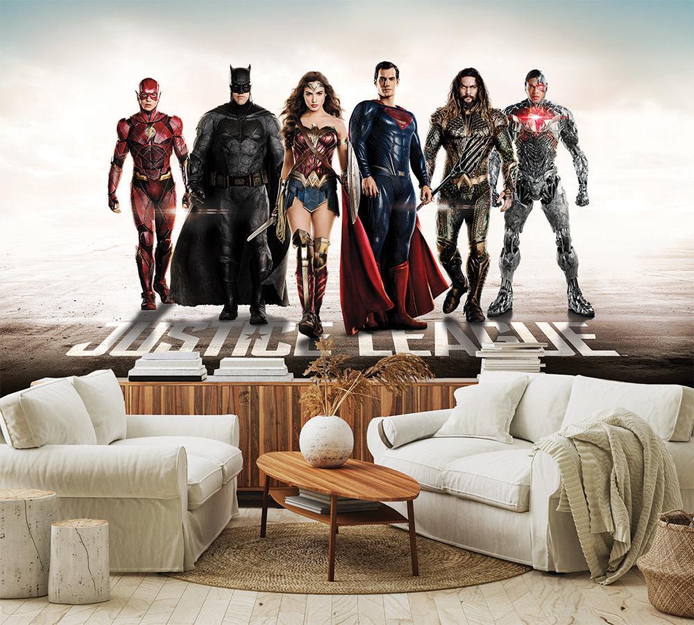 Papier peint panoramique justice league héro têtes d'affiches