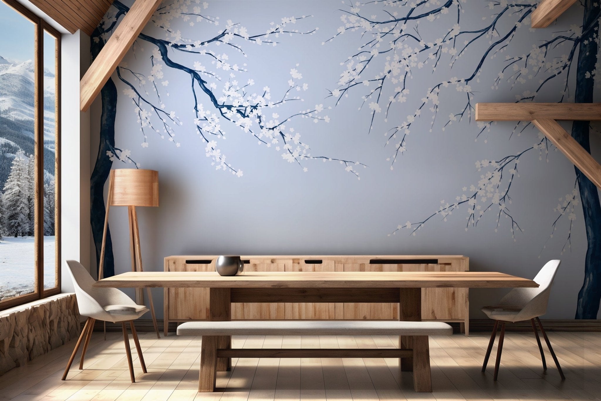 Papier peint panoramique fleur Sakura, mural concept, tendance