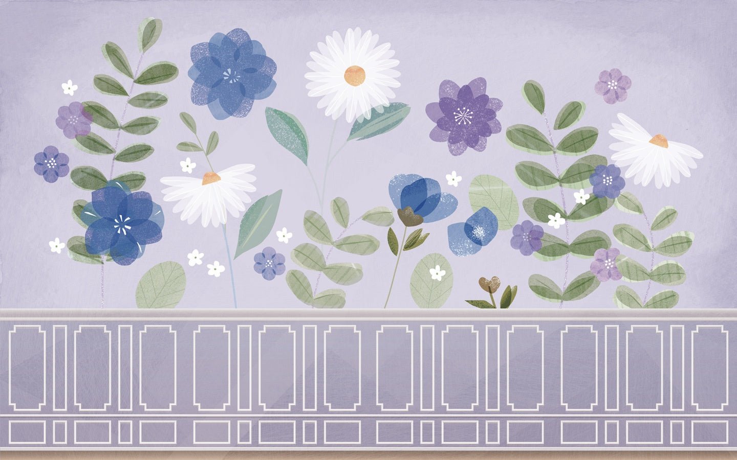 Papier peint parme et printanier floral - Muralconceptpapier_peint_sur_mesure