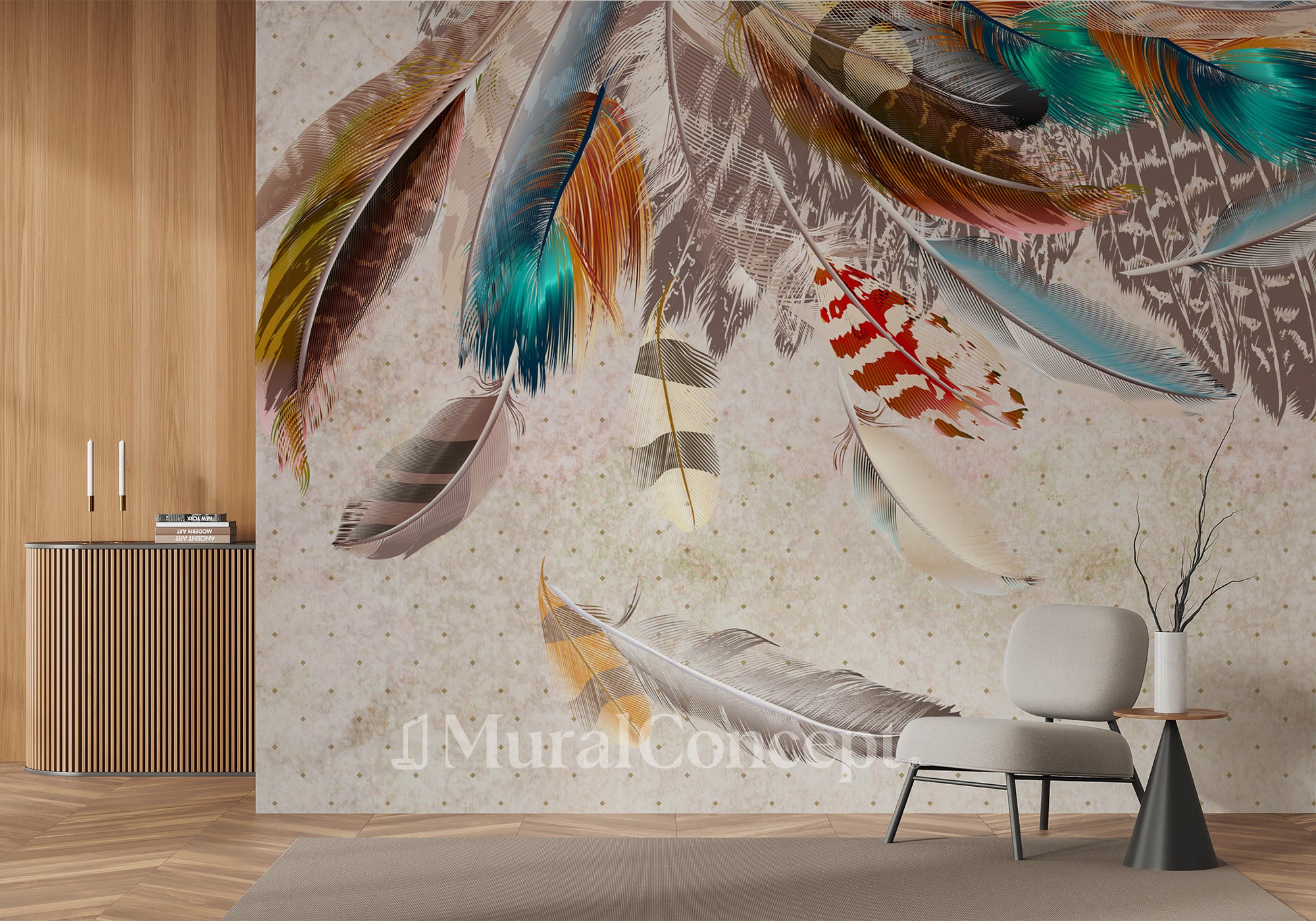 Papier peint Plumes indiennes - panoramique français