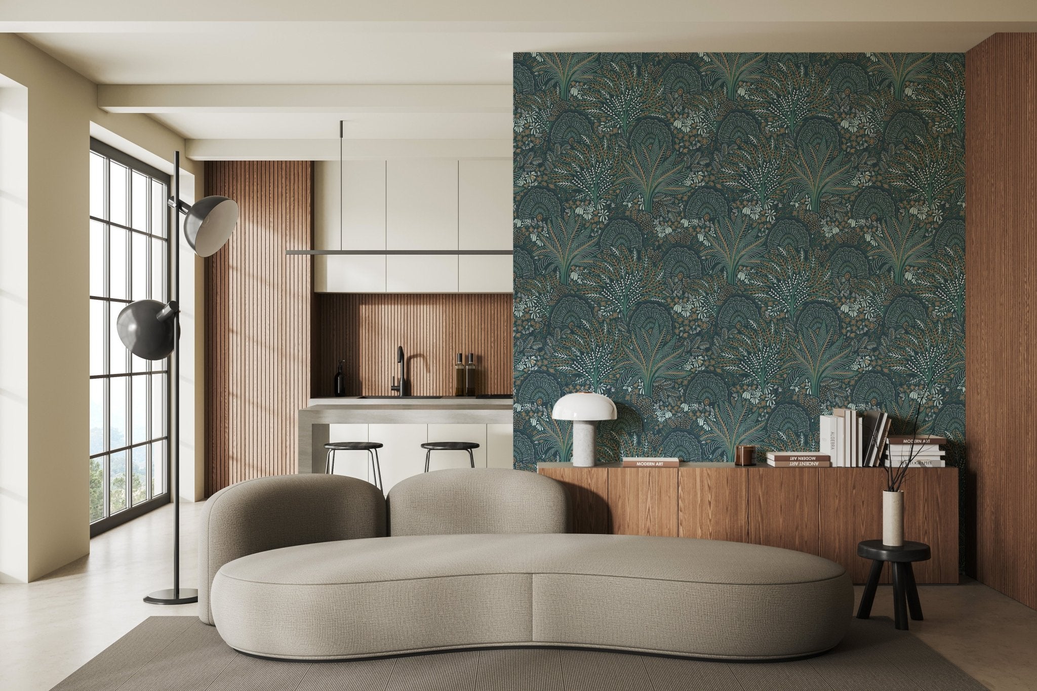 Papier peint roue du paon végétale, mural concept, tendance