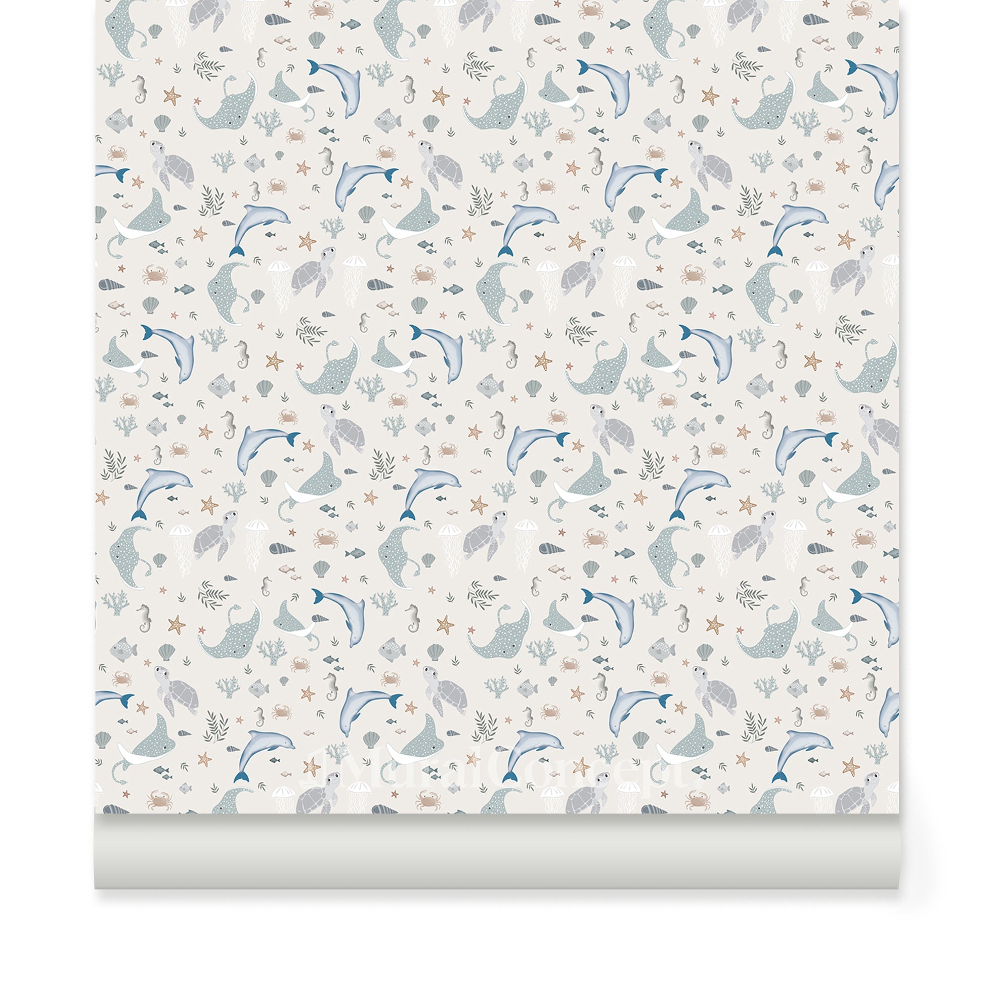 Papier peint motif océania beige - panoramique français