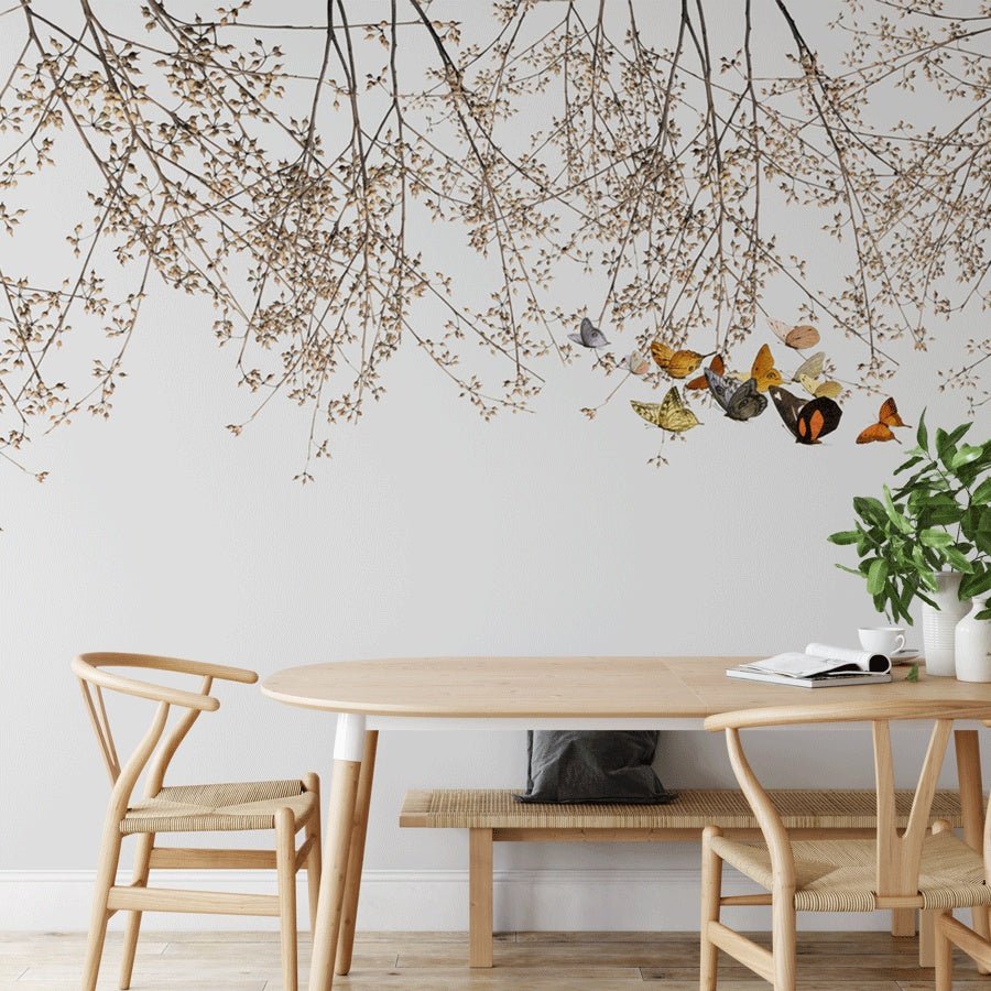 Papier peint salon branchage & papillon - Muralconceptpapier_peint_sur_mesure