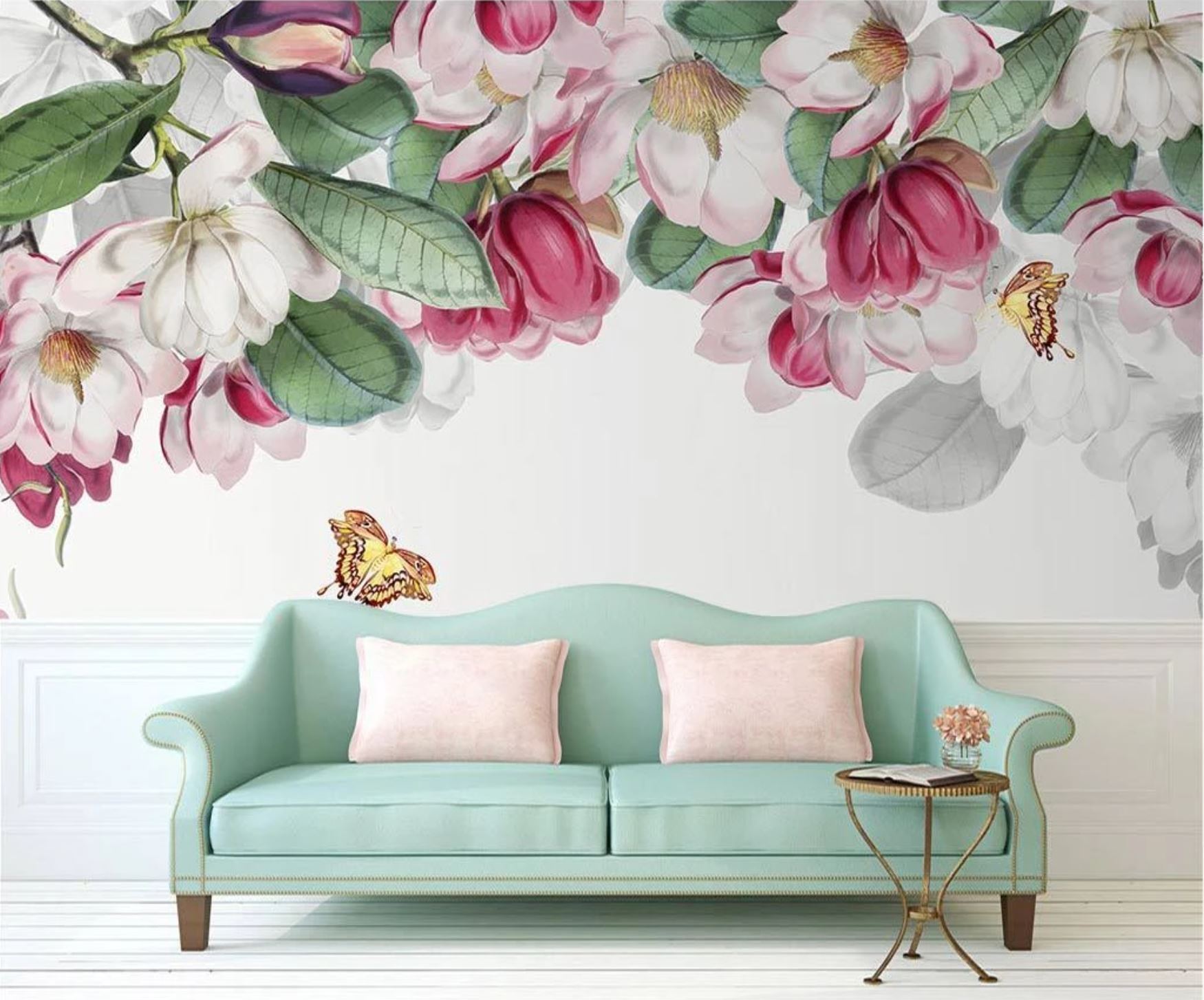 Papier peint tendance floral magnolia - papier peint sur mesure francais - muralconcept