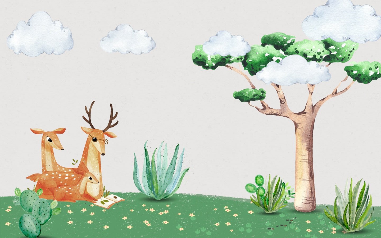 Papier peint végétal & daims - Muralconceptpapier_peint_sur_mesure