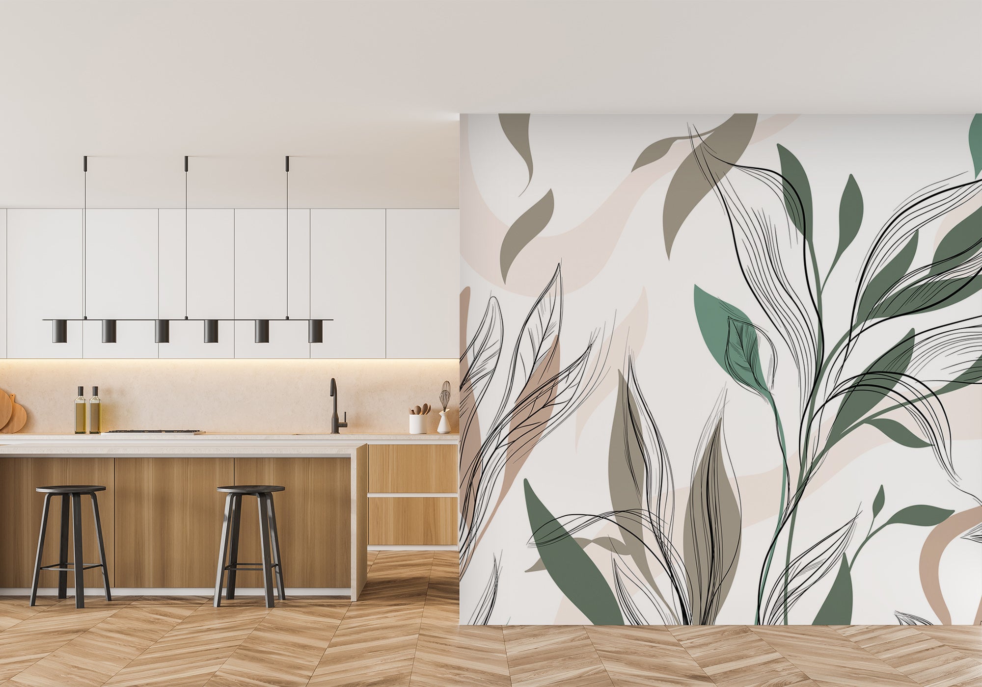 papier peint panoramique floral cuisine