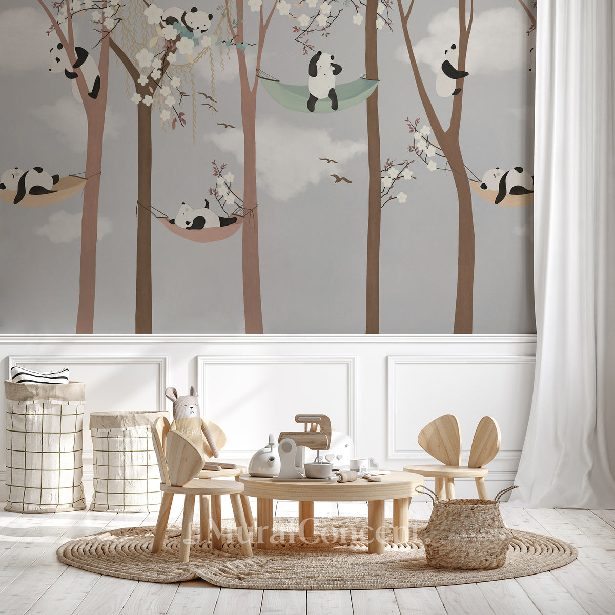 Papier peint chambre enfant panda