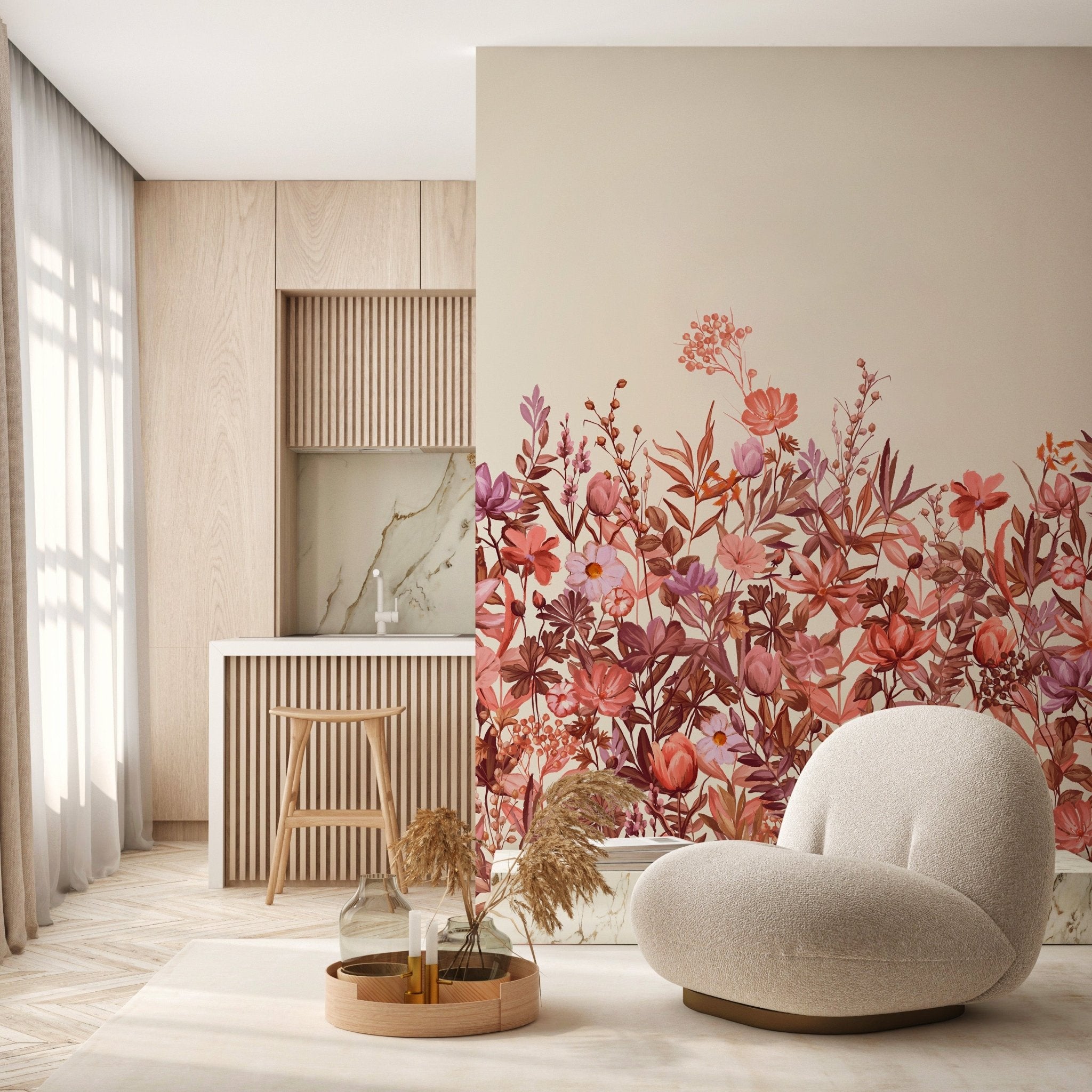 fresque panoramique floral art mural sur mesure francais